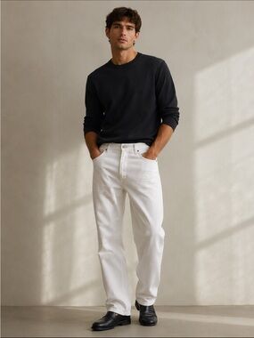 Men's Hugo Boss Straight Leg  White Jeans – Altered Fit (Size 35, 30" Inseam)